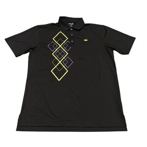 Masters Tech Mens Golf Polo Shirt Black Large Geometric Diamond Logo